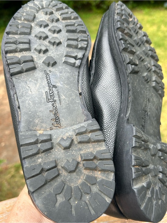 Ferragamo Gancini Bit Loafers Black Pebbled Leather 8.5 main image 6
